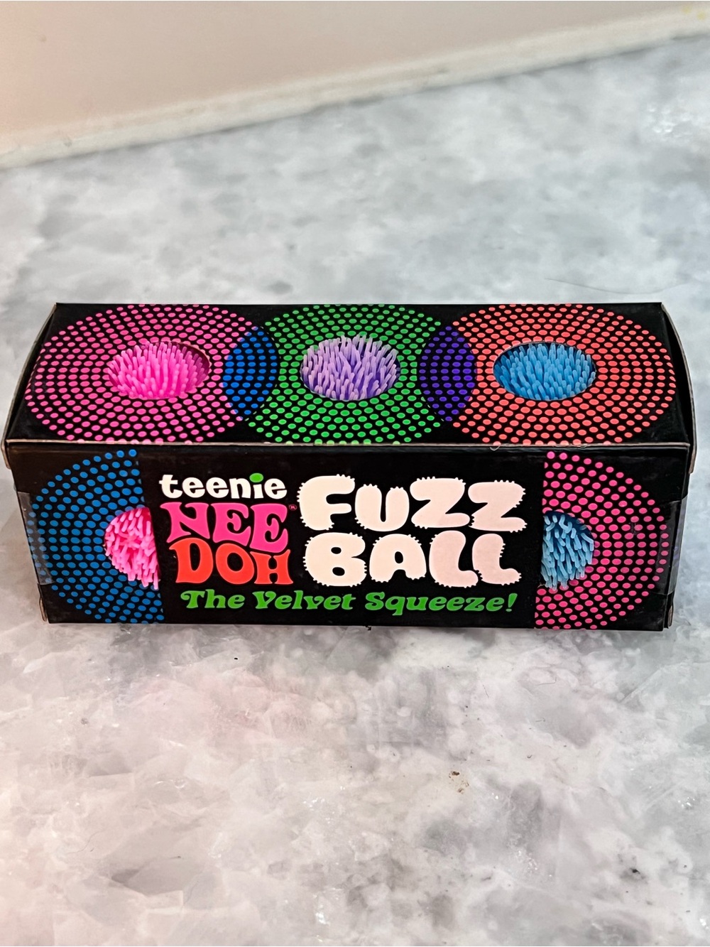 Teenie NeeDoh Fuzz Ball Velvet Squeeze 3 Pack  - Pink, Purple, Blue